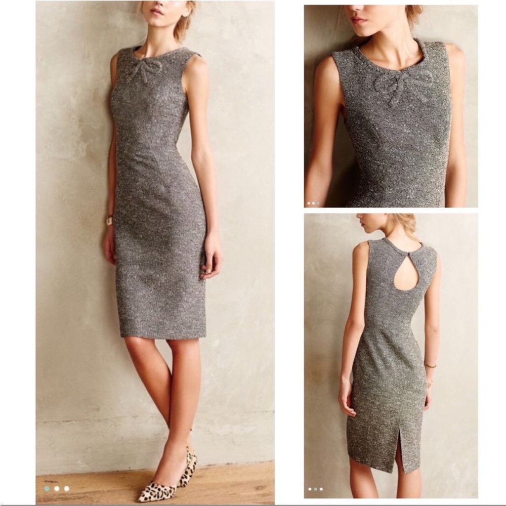 Paper Crown Anthropologie Tweed Woven Midi Dress fully lined